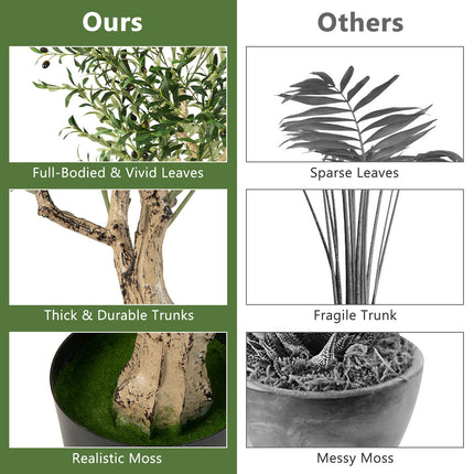 Dreamade 6ft Artificial Olive Tree, Tall Fake Potted Olive Silk Tree with Planter