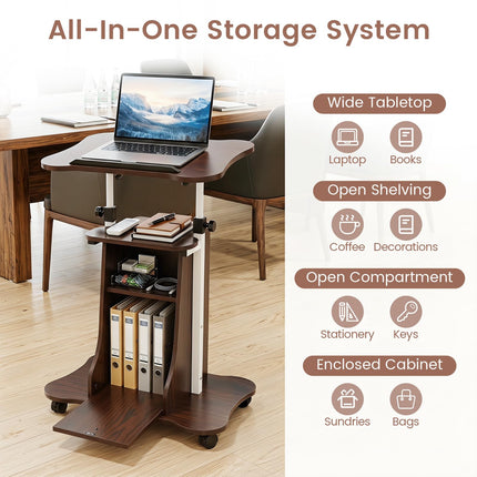 Dreamade Mobile Podium Stand | Height Adjustable Laptop Computer Cart w/Tilting Top (1/2)