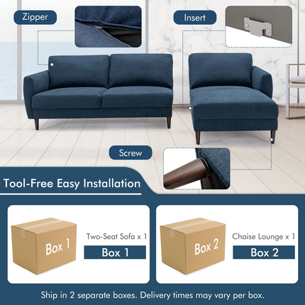 Dreamade Sectional Sofa Couch Set, 3-Seat Sofa