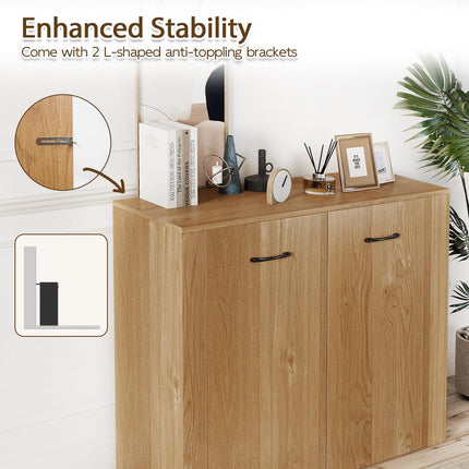 Dreamade 38" Modern Storage Cabinet with 2 Doors and 4 Cubic Shelves