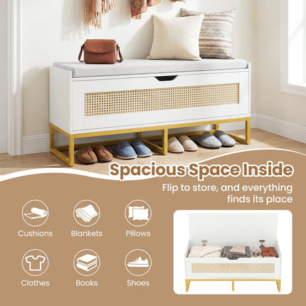 Dreamade Flip-Top Entryway Bench with Removable Padded Seat & Hidden Storage