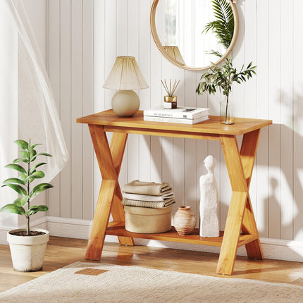 Dreamade Solid Teak Wood Console Table