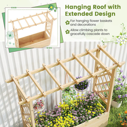 Dreamade Raised Garden Bed with Sided Trellis and Hanging Roof