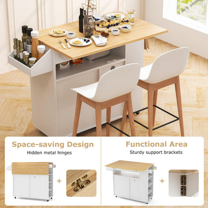 Dreamade Rolling Kitchen Island Cart w/Drop Leaf