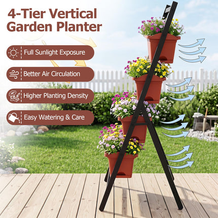Dreamade 4-Tier Vertical Garden Planter with 4 Container Boxes & Drainage System (1/2)