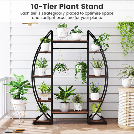 Dreamade Plant Stand Indoor with Grow Lights 10-Tier 63" Tall Metal Plant Shelf