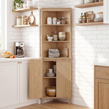 Dreamade 68" Tall Corner Cabinet with Fluted Doors