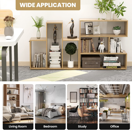 Dreamade Open Shelf Bookcase, Separable Cube Bookshelf TV Stand w/ 6 Grids