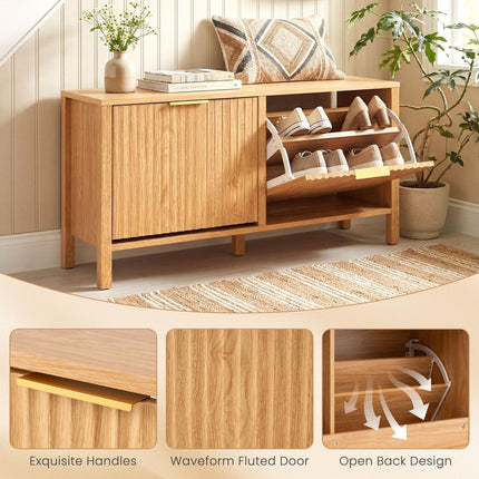 Dreamade Shoe Storage Bench with 2 Flip Drawers for Entry Way