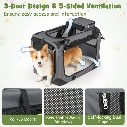 Dreamade Folding Soft Dog Crate with 5-Sided Mesh