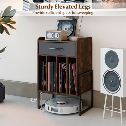 Dreamade Record Player Stand 2-Tier Turntable Stand with Fabric Drawer