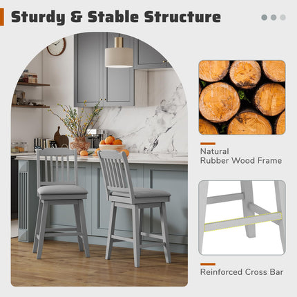 Dreamade 25" Modern Bar Stools Set of 2/4 360° Swivel Counter Height Chairs