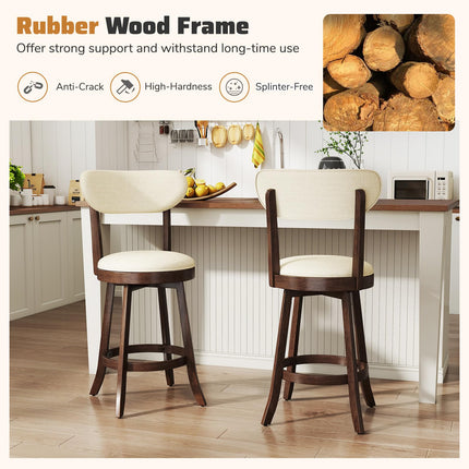 Dreamade 25.5" Counter Height Upholstered Linen Barstools