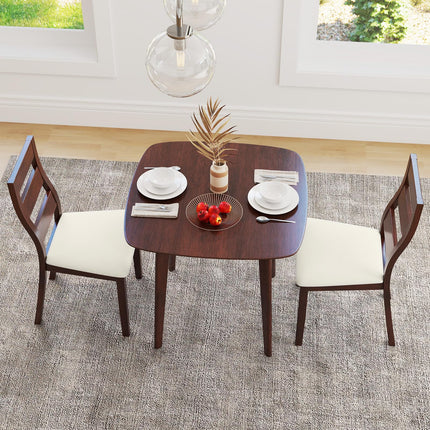 Dreamade Wooden Square Kitchen Table and 2 Chairs with Padded Seat