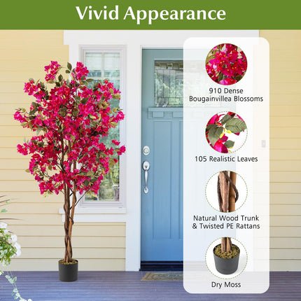 Dreamade 6 FT Bougainvillea Artificial Tree Artificial Plants for Indoor Decor