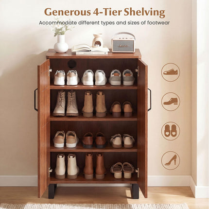 Dreamade 5-Tier Shoe Storage Cabinet | Freestanding Wooden Entryway Cabinet w/Storage