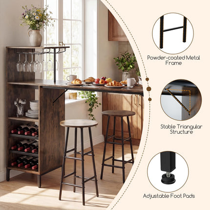 Dreamade 3 Pieces Bar Table and Stools Set for Home