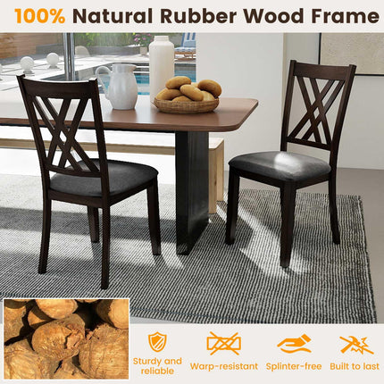 Dreamade Linen Fabric Upholstered Wooden Dining Chair Set of 2/4 with Rubber Wood Frame for Dining Room