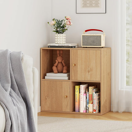 Dreamade 4 Cube Bookcase | 2-Tier Freestanding Book Shelf with Open Compartments