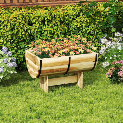 Dreamade Half Barrel Raised Garden Bed for Flower Vegetable Fruit