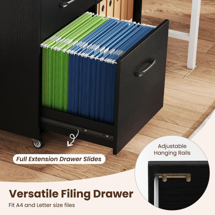 Dreamade 3-Drawer Mobile File Cabinet with Open Storage Shelves