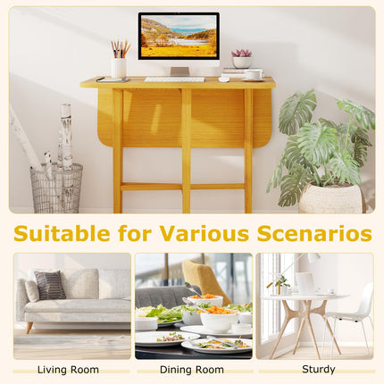 Dreamade 36" Extendable Dining Table with Drop Leaf X-Shaped Frame Rubber Wood Legs