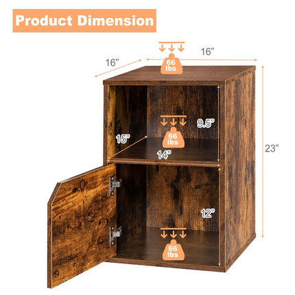 Dreamade Set of 2 Nightstands, End Table Bedside Table w/Storage Cabinet and Open Shelf