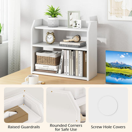 Dreamade 3-Tier Desktop Bookshelf Small Wood Countertop Organizer(1/2)