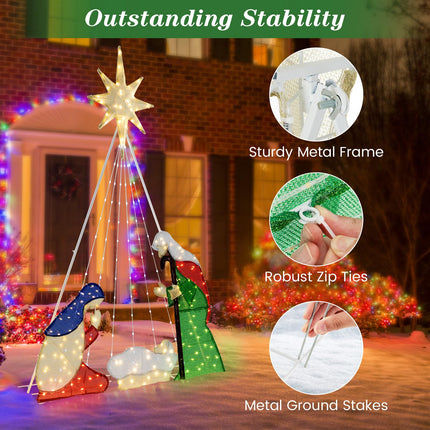 Dreamade 6 FT Lighted Nativity Scene, Holy Family Set Christmas Decoration with 240 LED Lights