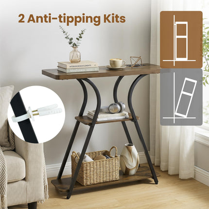 Dreamade 32" 3-Tier Narrow Console Table with LED Lights