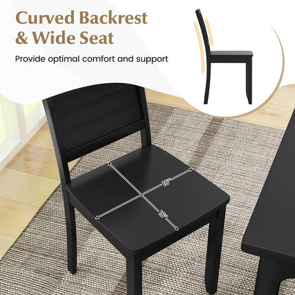 Dreamade Wood Dining Chairs Set of 2/4, Modern Kitchen Chairs w/Rubber Wood Legs, Curved Backrest, Farmhouse Diner Chairs