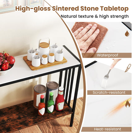 Dreamade 2 Tier Industrial Entryway Table with Sintered Stone Tabletop and Open Shelf