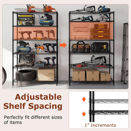 Dreamade 6-Tier Metal Storage Shelving Unit with V-Shaped Wire Rack for Home Garage