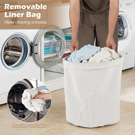 Dreamade 15 Gal Bamboo Corner Laundry Hamper with Lid