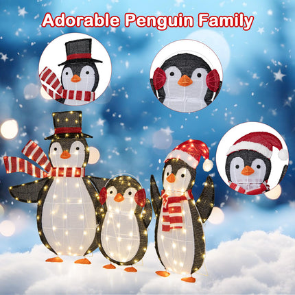 Dreamade Set of 3 Lighted Christmas Penguins with LED Lights Outdoor Glowing Holiday Display