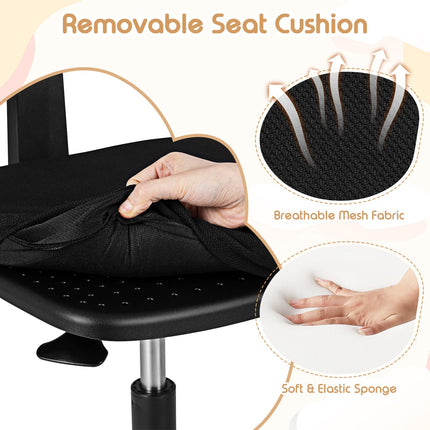 Dreamade Armless Kids Desk Chair | Rolling Study Chair with Wheels & Adjustable Height