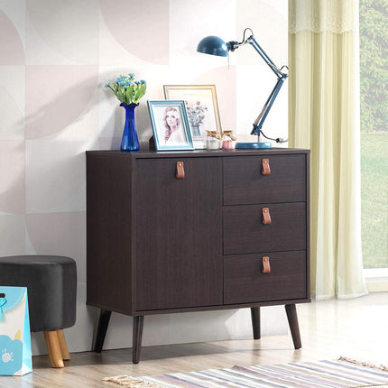 Dreamade Sideboard Storage Cabinet with Doors and Adjustable Shelf (Dark Brown)