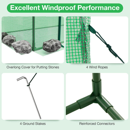 Dreamade Outdoor Portable Mini Greenhouse w/ PE Cover & 4 Ground Stakes & Ropes
