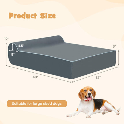 Dreamade Orthopedic Dog Bed for Large Dogs, 40" L Memory Foam Dog Sofa Bed with Washable Removable Cove (Gray)