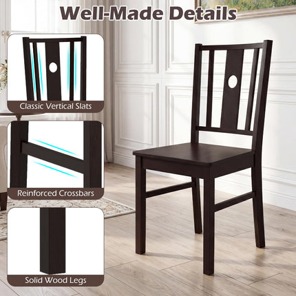 Dreamade Solid Rubber Wood Kitchen Chairs with Slatted Curved Backrest & Wide Seat (2/4)