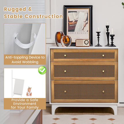 Dreamade 3-Drawer Dresser Chest for Bedroom - Storage Chest of Drawers with Anti-toppling Device