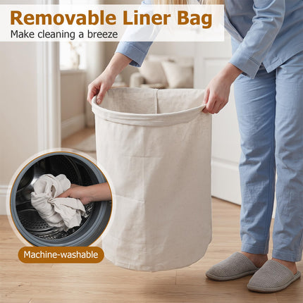 Dreamade 16 Gal Bamboo Laundry Hamper with Zippered Lid