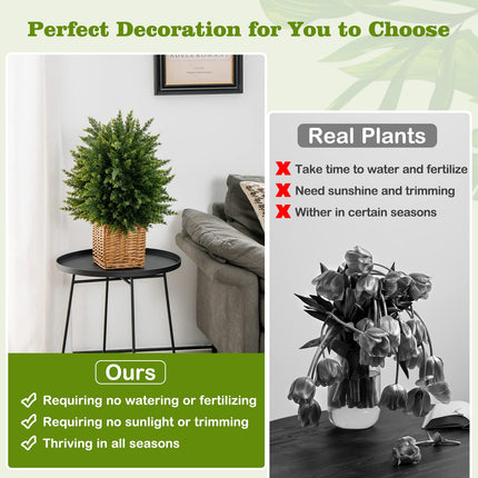Dreamade 21.5" Artificial Tree, Set of 2 Faux Potted Plants Artificial Shrubs Bushes