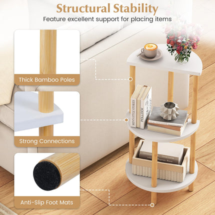 Dreamade 3-Tier Bamboo Round Side Table Set of 2