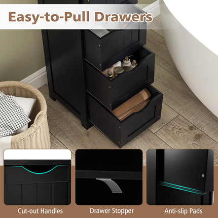 Dreamade 32.5” Bathroom Storage Cabinet 4-Drawer Wooden Side Storage Organizer with Anti-Tipping Device