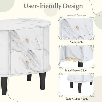 Dreamade 2-Drawer Nightstand Set of 1/2