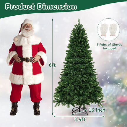 Dreamade Set of 3 Artificial Christmas Tree, 3' 4' 5' Slim Pencil Xmas Tree with Silver Metal Buckets