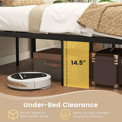 Dreamade Twin Bed Frames for Kids, Industrial Metal Platform Bed with Headboard