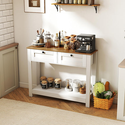 Dreamade Farmhouse Console Table with 2 Drawers 42" Long Narrow Entryway Table
