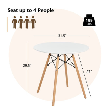 Dreamade Dining Table, Round Dining Room Table with Solid Beech Wood Legs